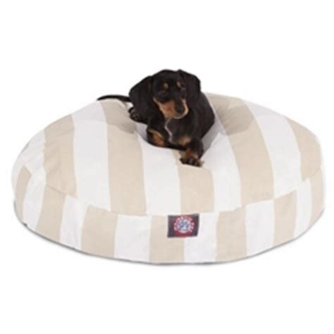 Majestic Pet 78899550706 Vertical Stripe Sand Small Round Dog Bed 1