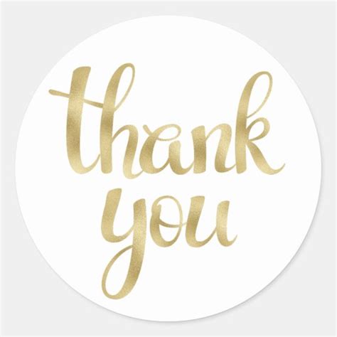 Gold Thank You Stickers Round Small Classic Round Sticker