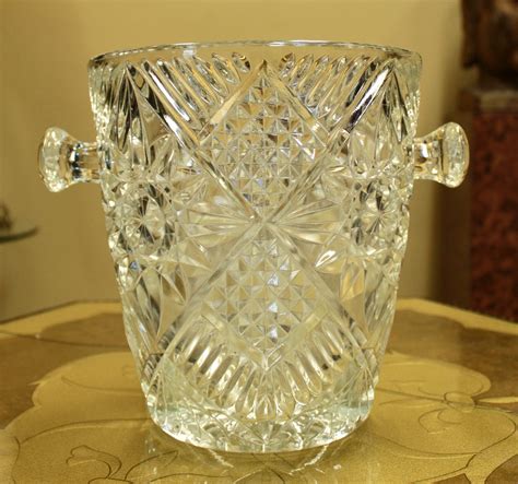 Vintage Large Crystal Ice Bucket Etsy