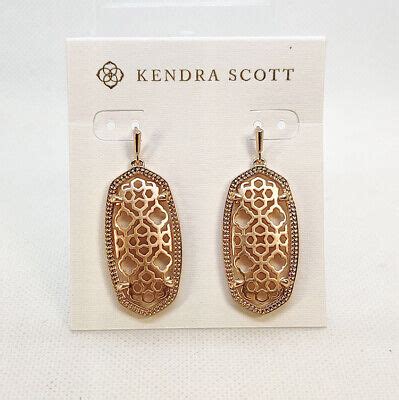 New Kendra Scott Elle Filigree Earrings In Rose Gold Ebay