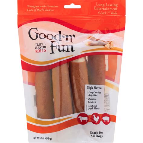 Good N Fun Dog Food Triple Flavor Rolls 7 Inch Rolls 6 Pack 171