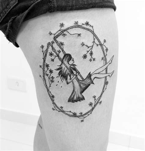 girl on swing tattoo by nathalya reis mini tattoos swing tattoo diy tattoo