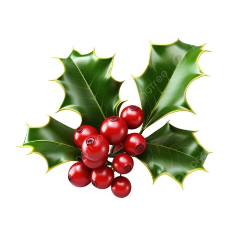 Merry Christmas Holly 3d Rendering Png File Holly Christmas 3d Png