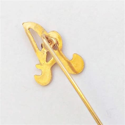 Vintage Alphabet Pins Letter A Stick Pin Gold A Initi Gem