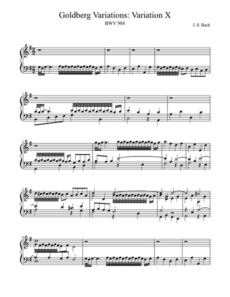 Bwv 988 Goldberg Variations Variation X Sheet Music For Harp Solo