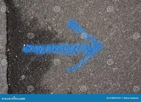 Direction Arrow Points In One Way Stock Image Image Of Surface Line