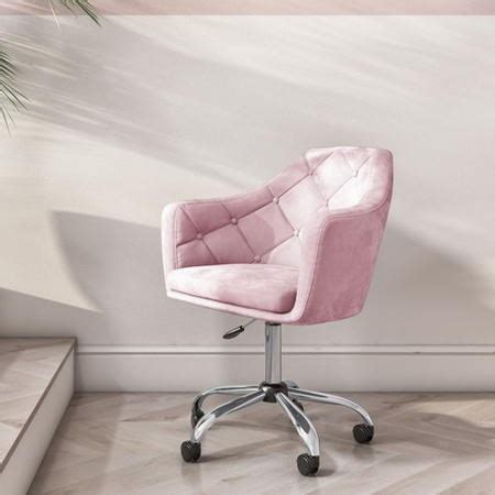 The eames chair is a design classic made by charles and ray eames. Pink Velvet Office Swivel Chair with Button Back - Marley ...