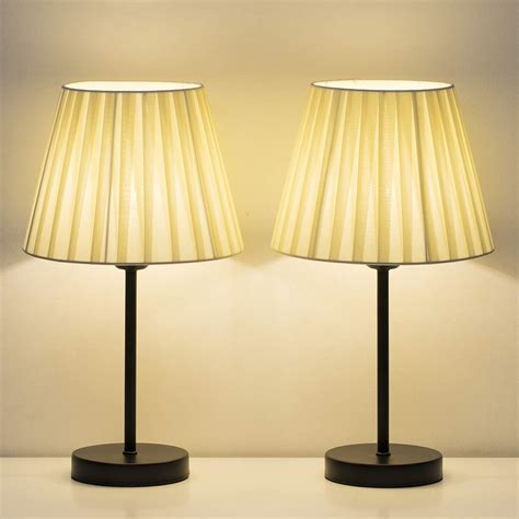 Haitral Contemporary Black Bedside Metal Table Lamp Set