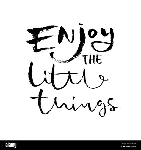 enjoy the little things hand drawn modern brush lettering typography banner ink vector