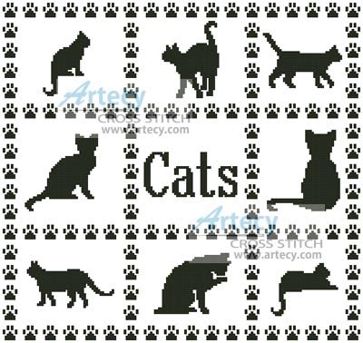 Two cat cross stitch patterns great for halloween from the book the cross stitch motif bible. Artecy Cross Stitch. Cat Sampler Cross Stitch Pattern to ...