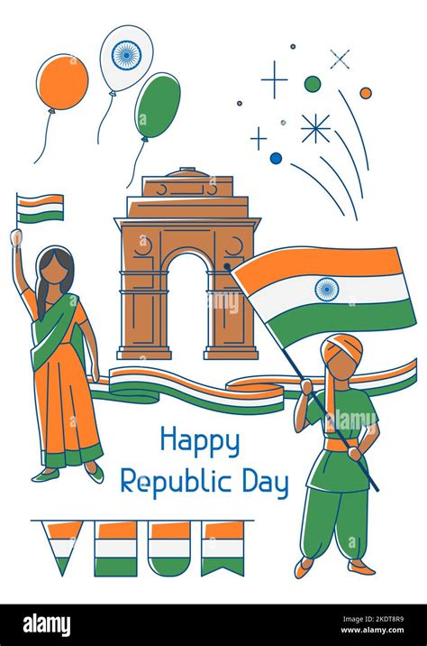 Illustration Of Happy Republic Day Of India Indian National