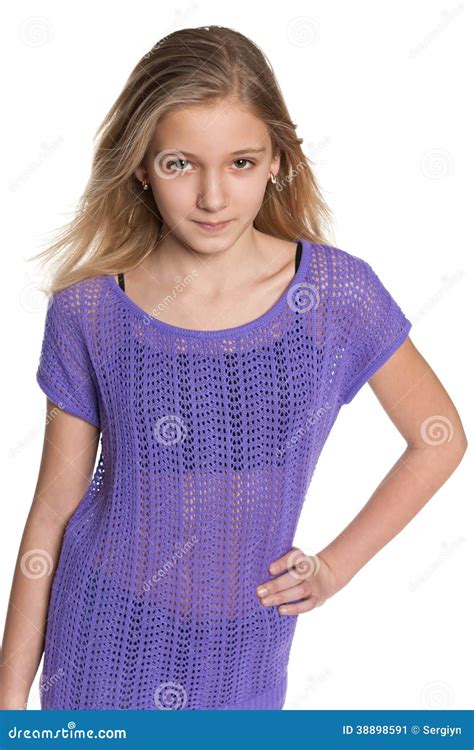 Pretty Preteen Girl Holds Her Thumb Up Royalty Free Stock Photography
