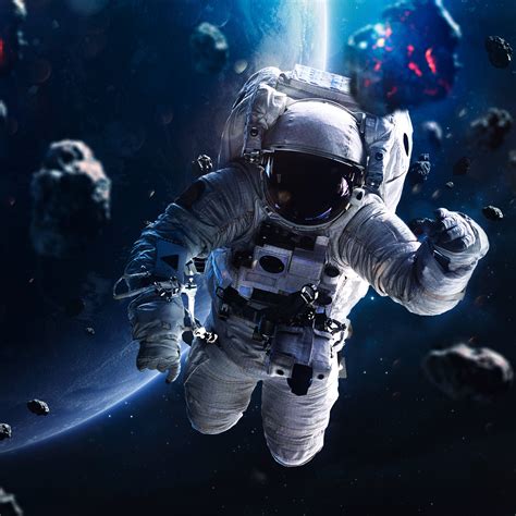 Astronaut Wallpaper 4k Asteroids Blue Planet Space 2484