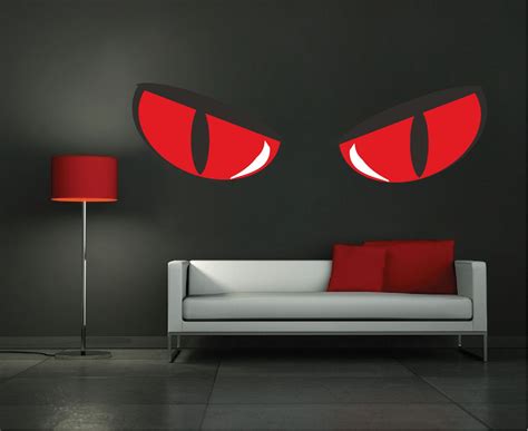 Cat Eyes Wall Decal Murals Custom Color Eye Wall Decals Spooky Etsy