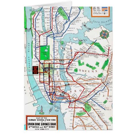 New York Subway Map 1940 Card Zazzle