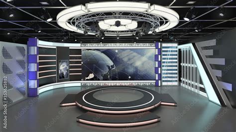 Virtual Tv Studio News Set 6 3d Rendering This Background Was Created