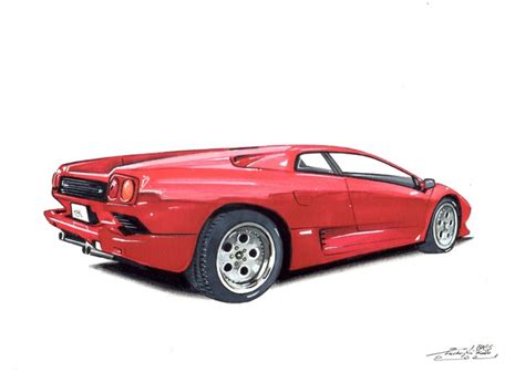 Pictureartwork Lamborghini Diablo Dessin Original Baes Catawiki