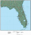 Florida State Map Plus Terrain with Cities & Roads