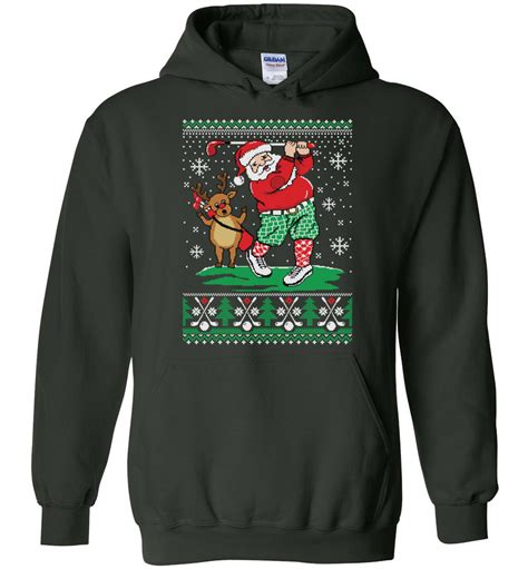 Santa Playing Golf Ugly Christmas Hoodie Funny Ugly Christmas Sweater