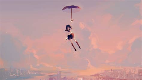 Anime Girl Flying With Umbrella 4k Wallpaperhd Anime Wallpapers4k