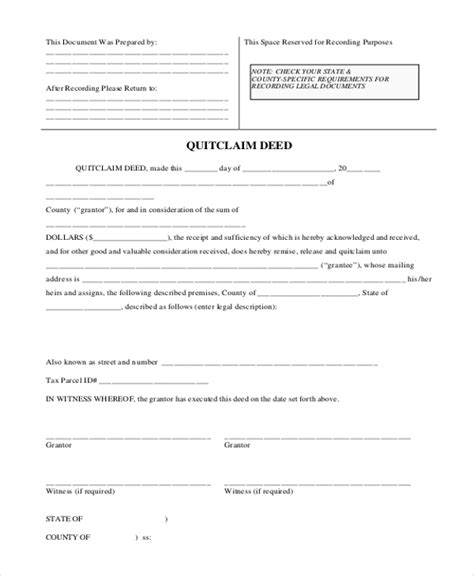 Free 8 Sample Quit Claim Deed Forms In Ms Word Pdf