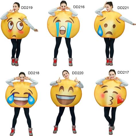 2018 Unisex Funny Emoji Costumes Face Series Jumpsuit Cartoon Cosplay Emoji Costume Mascot