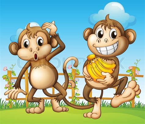 Illustration Of Two Monkeys With Stock Vector Colourbox