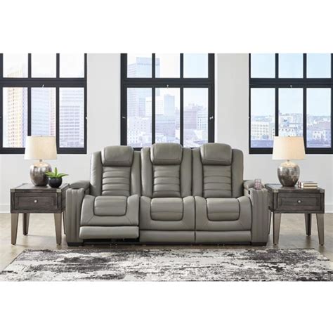 Signature Design By Ashley Backtrack Power Reclining Sofa In Gray Nfm