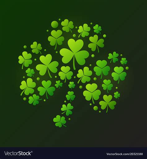 Bright Shamrock Made Of Green Clover Icons Vector Image