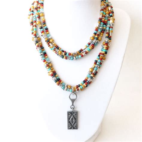 Long Colorful Southwest Turquoise Necklace Custom Sundance Style