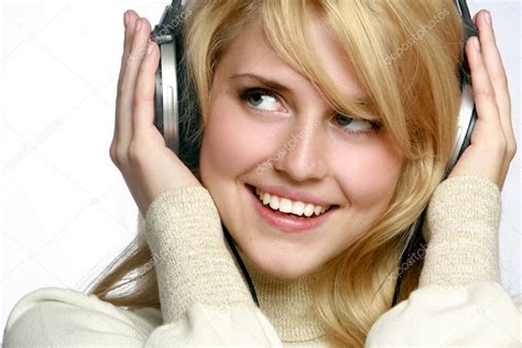 Woman Listening Music In Headphones — Stock Photo © Vitcom 1585706
