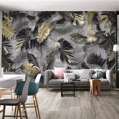 Bacaz Custom Wallpaper Background Nordic Tropical Plants Leaves