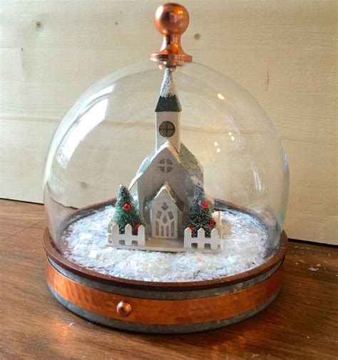 Holiday Terrariums And Snow Globes Made With Glass Hurricanes And Cloches