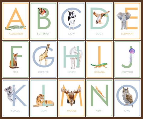 Printable Alphabet Letters Animal Alphabet Printable Flash Etsy