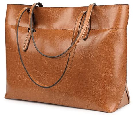 Vintage Genuine Leather Tote Shoulder Bag Adjustable Handles