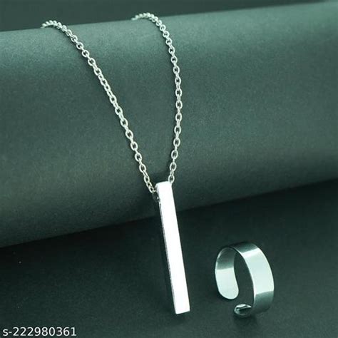 3d Silver Vertical Bar Cuboid Stick Stainless Steel Locket Necklace
