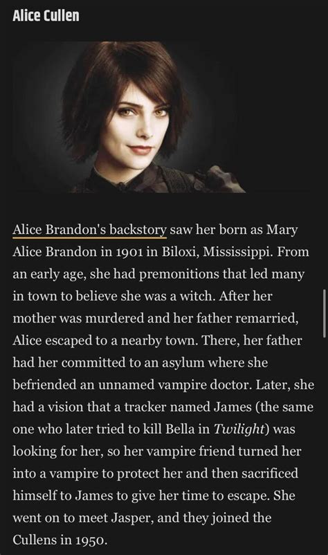 Is This The Official Back Story On Alice Becoming A Vampire I Thought