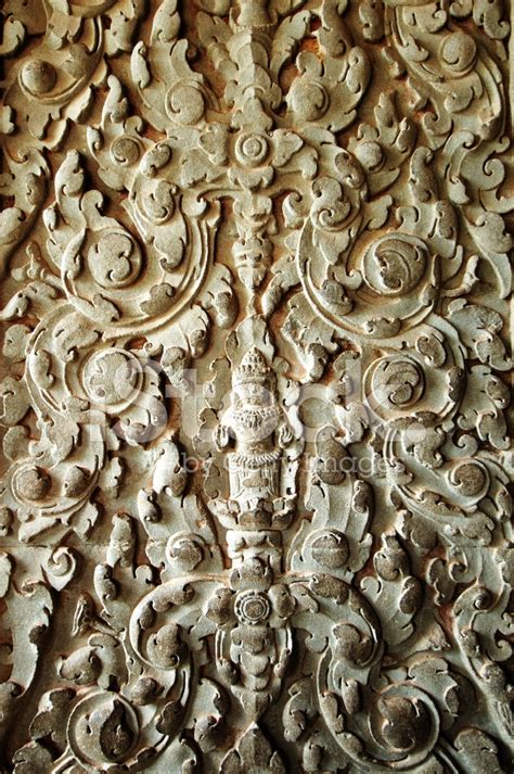 Sculpted Wall At Corridor Of Angkor Wat Cambodia Stock Photo Royalty