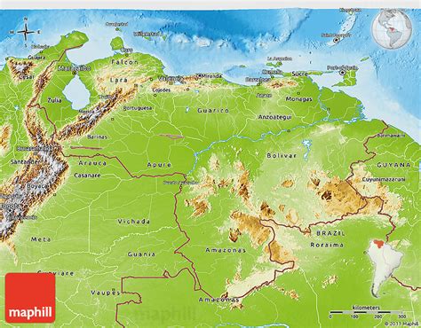 Detailed Venezuela Physical Map Detailed Physical Map Of Venezuela