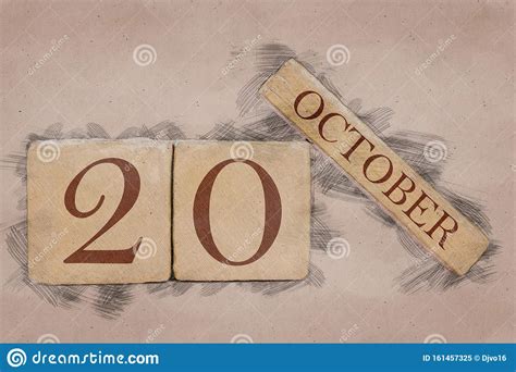 October 20th Day 20 Of Month Calendar In Handmade Sketch Style