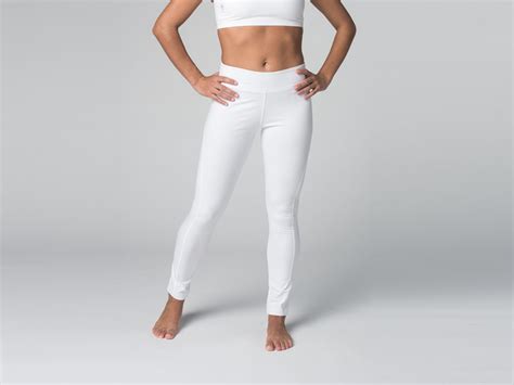 Yoga Legging 95 coton Bio et 5 Lycra Blanc Vêtements de yoga Femme