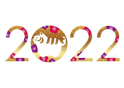 2022 Het Jaar Van De Tijger Nieuwjaarsgroet Logo Illustratie Geïsoleerd