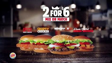burger king 2 for 6 mix or match tv commercial grilled chicken sandwich ispot tv