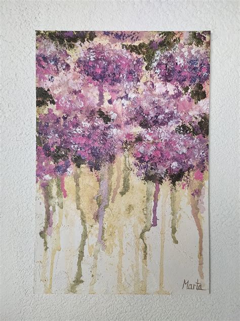 Purple Flowers Abstract Original Oil Painting Small Painting Etsy