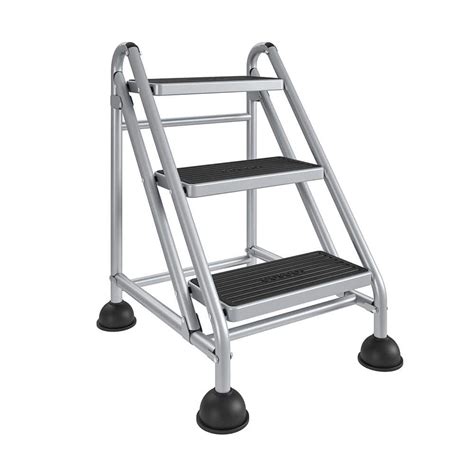 Cosco 3 Step Commercial Rolling Step Ladder Grey 11834ggb1 The Home