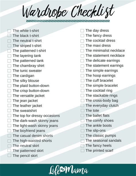The Everyday Wardrobe Checklist A Free Printable