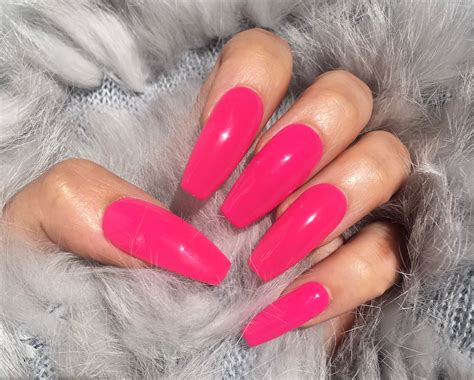 Pink Press On Nails Pink Nails Long Coffin Press On Etsy