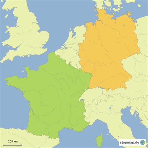 Doch neben gutem essen und einer tradition als europäische kulturnation sieht sich frankreich mit anhaltenden. StepMap - Deutschland und Frankreich, Umriss - Landkarte ...