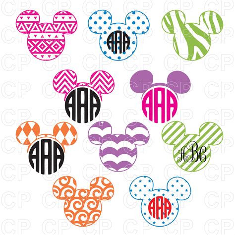 Mickey Mouse Head Monogram Bundle Svgdisney Bundle Svg Etsy