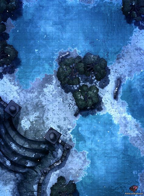 Snowy Thermal Waters Battle Map For Dungeons And Dragons And Pathfinder
